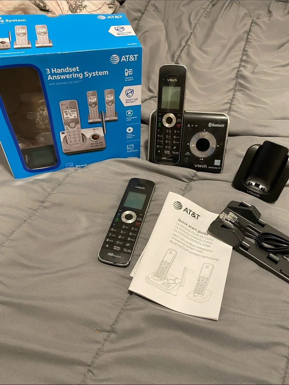 VTech 3-Handset Cordless Phone System with Bluetooth - Black